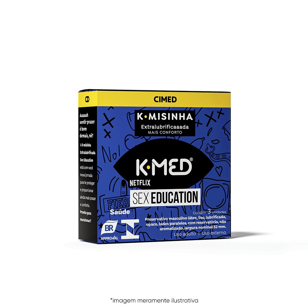 K-Misinha Extralubrificada K-Med Sex Education com 3 unidades