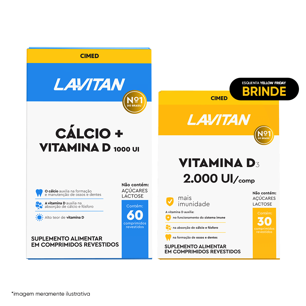 Lavitan Cálcio+D 1000 + BRINDE: Lavitan Vitamina D 2000 UI