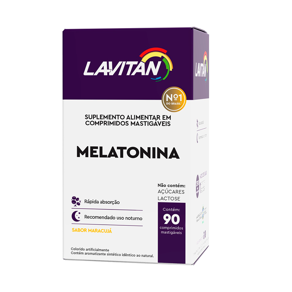 BRINDE Suplemento Alimentar Lavitan Melatonina Maracujá c/ 90 Comprimidos Mastigáveis