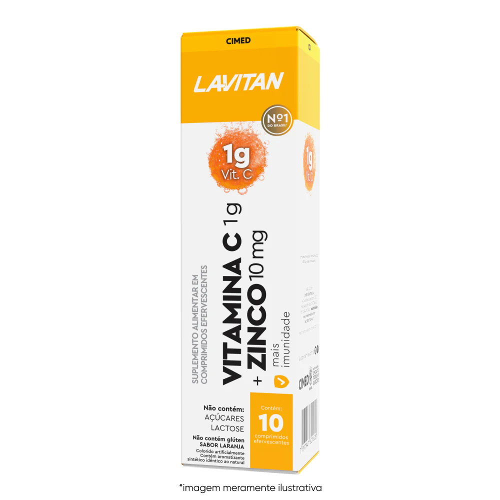 Lavitan Vitamina C + Zinco Comprimidos Efervescentes Sabor Laranja