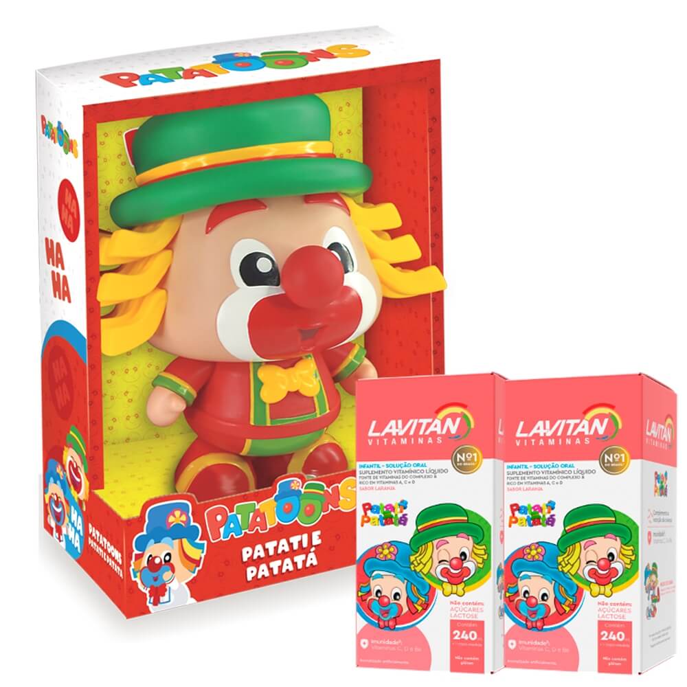 Kit com 2 Lavitan Infantil Solução Oral 240ml Patati Patatá + Boneco de Vinil Patatoons