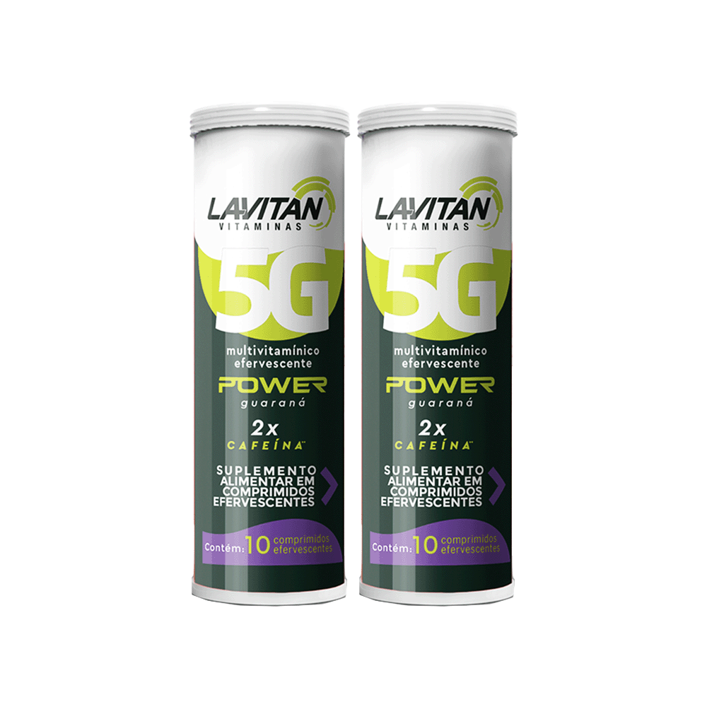 Multivitamínico Efervescente Lavitan 5G POWER Sabor Guaraná Com Cafeína Com 10 Comprimidos
