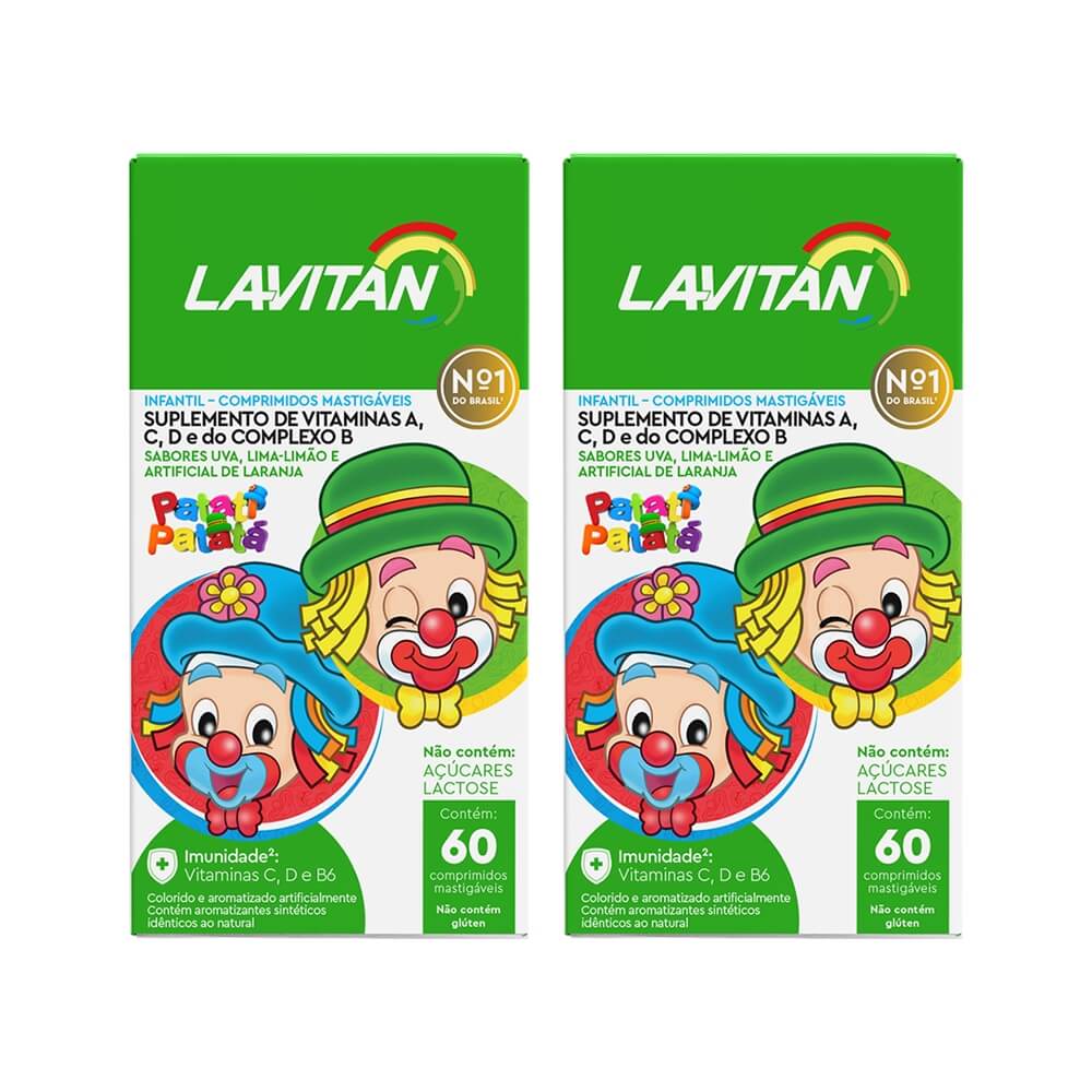Kit com 2 Lavitan Infantil Patati Patatá 60 Comprimidos  cadaMastigáveis