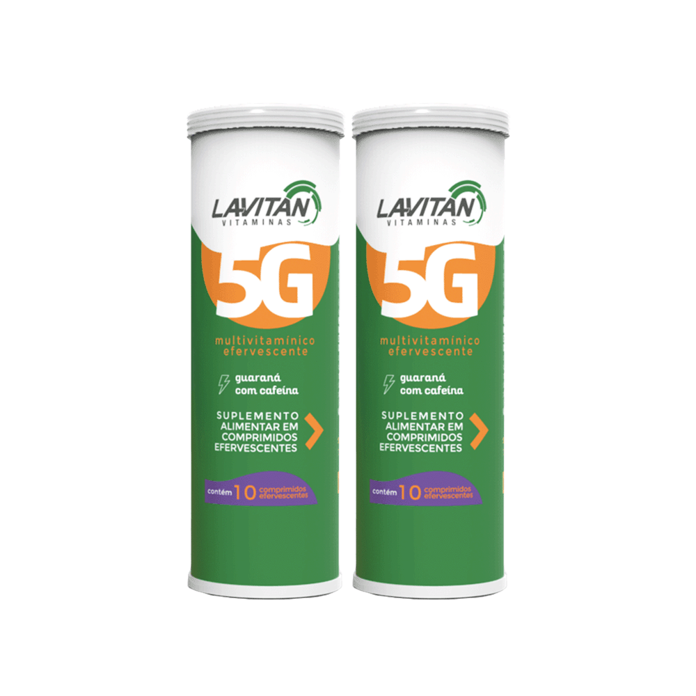 Multivitamínico Efervescente Lavitan 5G Sabor Guaraná Com Cafeína Com 10 Comprimidos