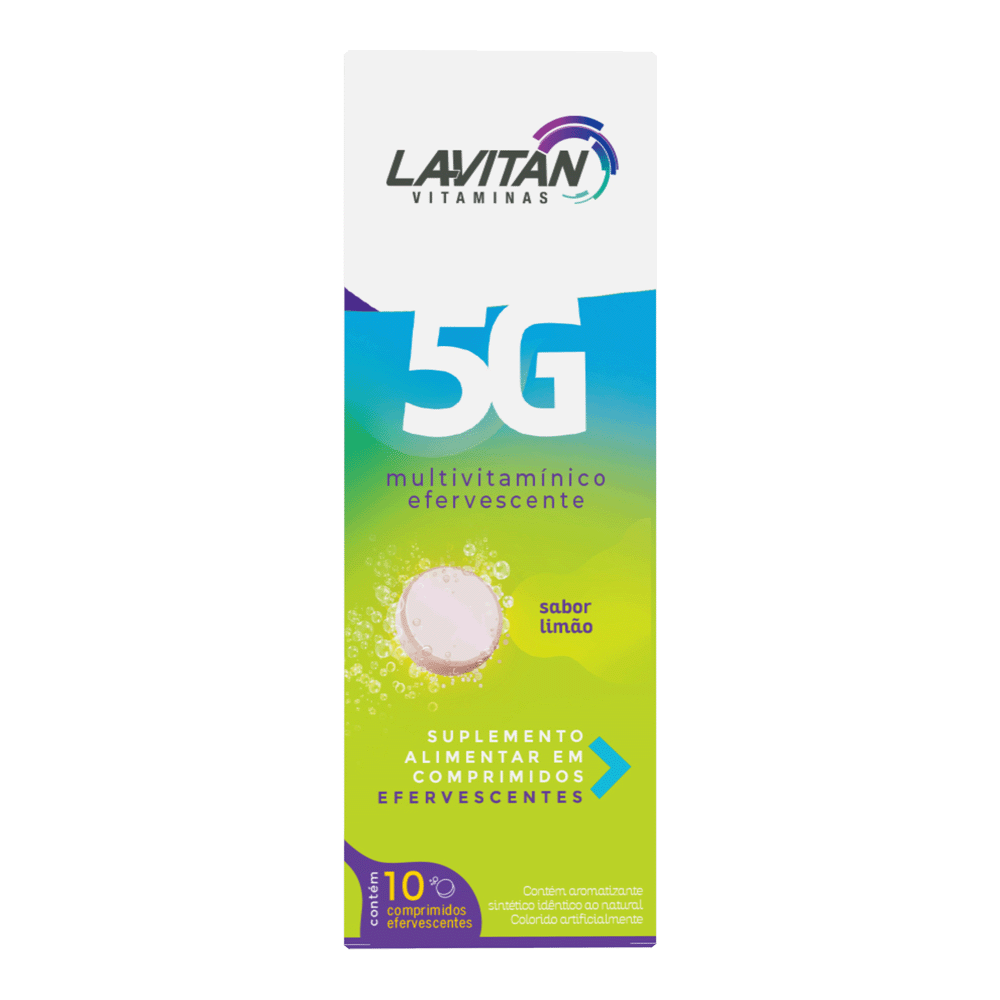 Multivitamínico Efervescente Lavitan 5G Sabor Limão Com 10 Comprimidos