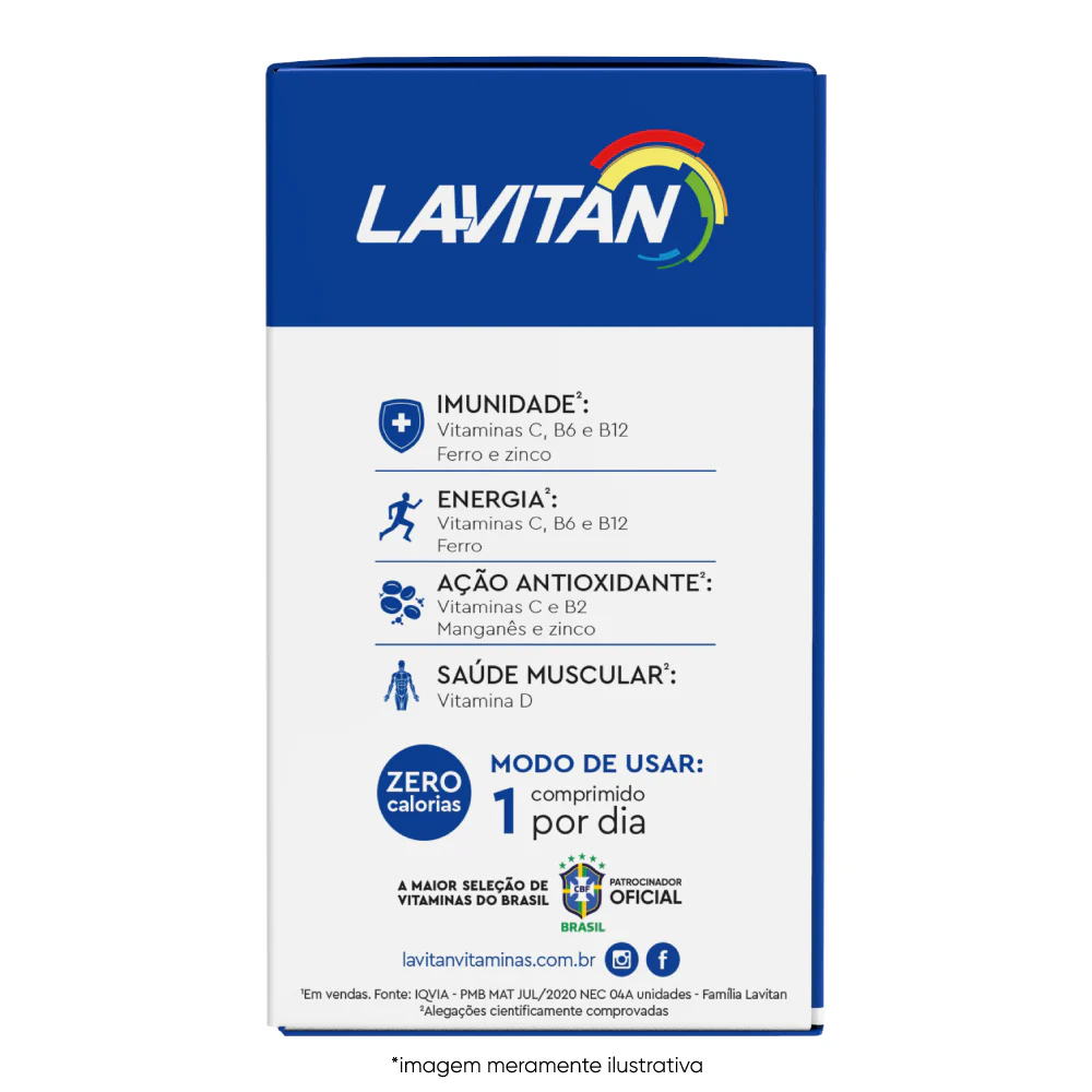 Imagem ilustrativa lateral do Lavitan AZ Original 90 Comprimidos