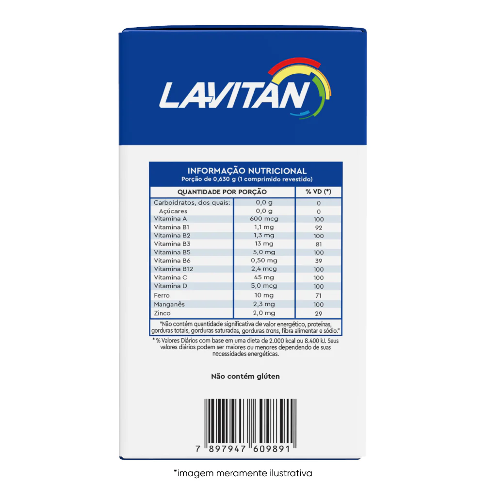 Imagem ilustrativa lateral Lavitan AZ Original 90 Comprimidos