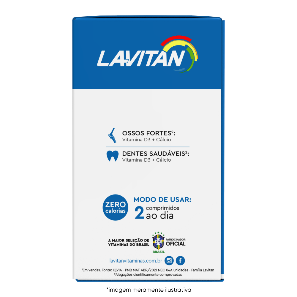 Imagem ilustrativa lateral Lavitan Cálcio + Vitamina D3
