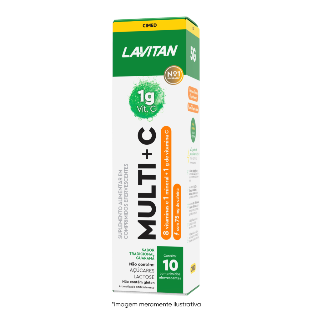 Lavitan Multi + C Tradicional Guaraná com 10 Comprimidos Efervescentes