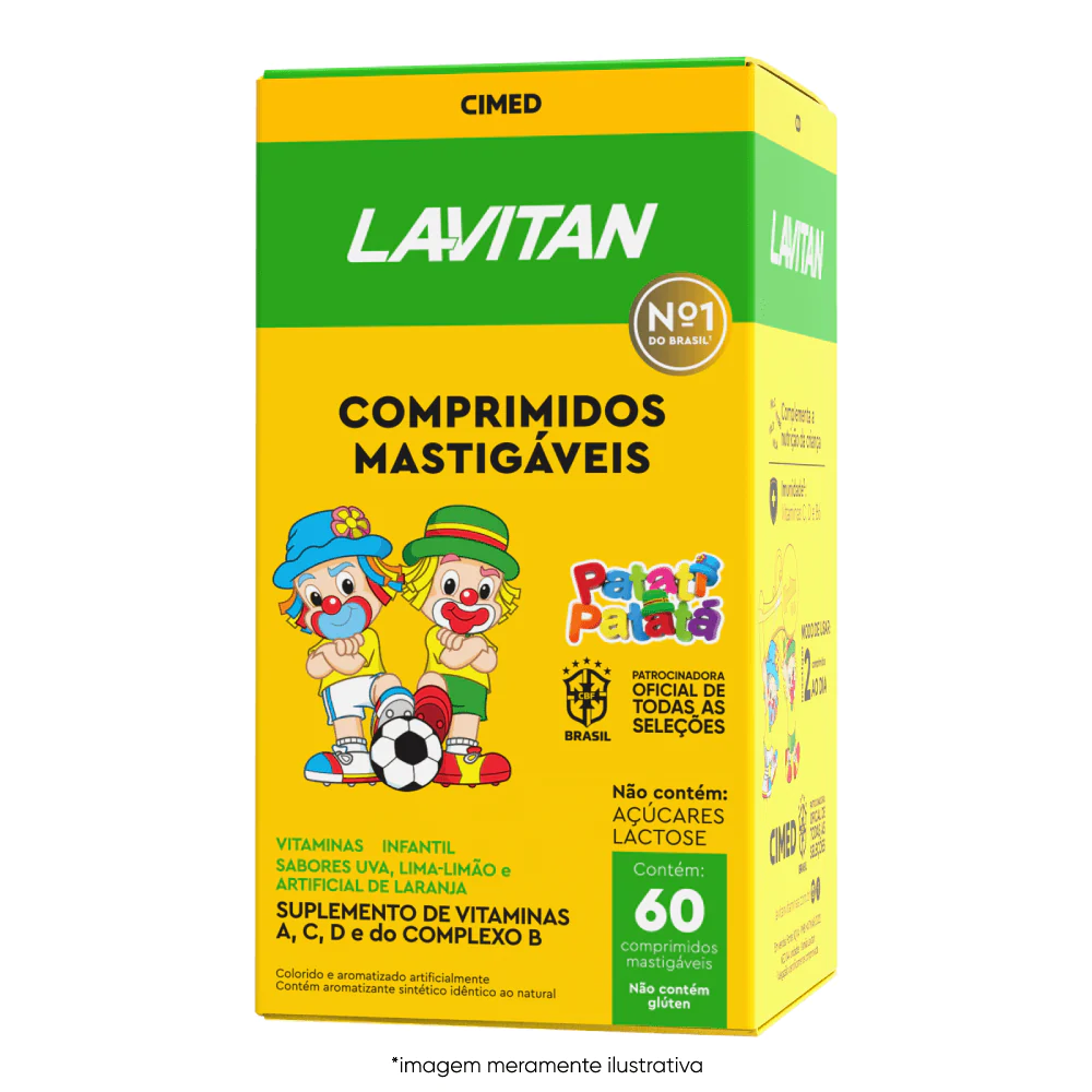 Lavitan Infantil Patati Patatá com 60 Comprimidos Mastigáveis Edição Seleção Brasileira