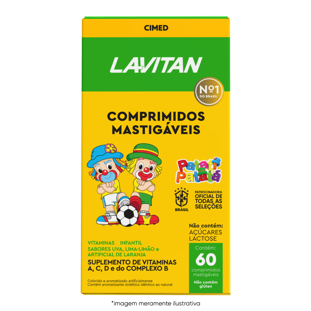 Lavitan Infantil Patati Patatá com 60 Comprimidos Mastigáveis Edição Seleção Brasileira