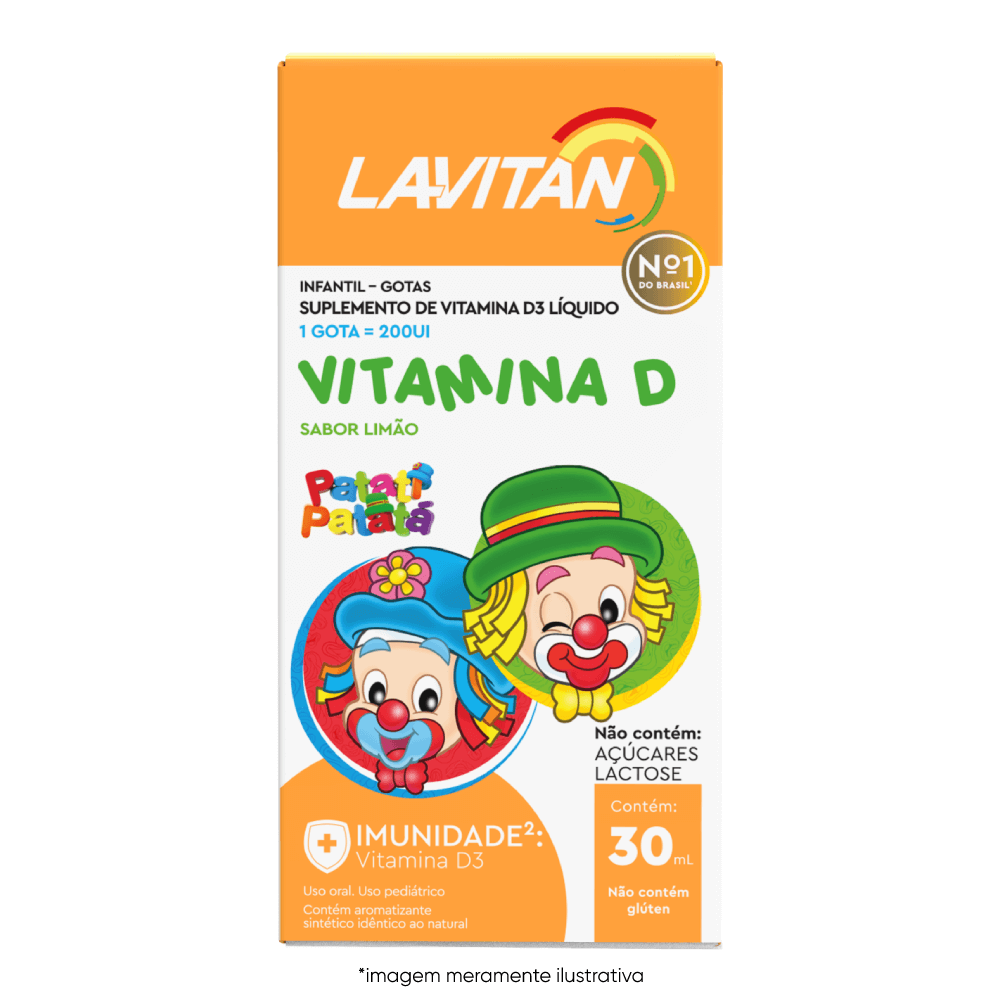 Imagem ilustrativa da Vitamina D infantil líquida Patati Patata. 